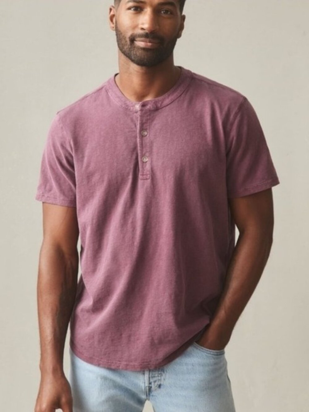 American Giant Broken-In Premium Slub Short Sleeve Henley Small New USA Comfort